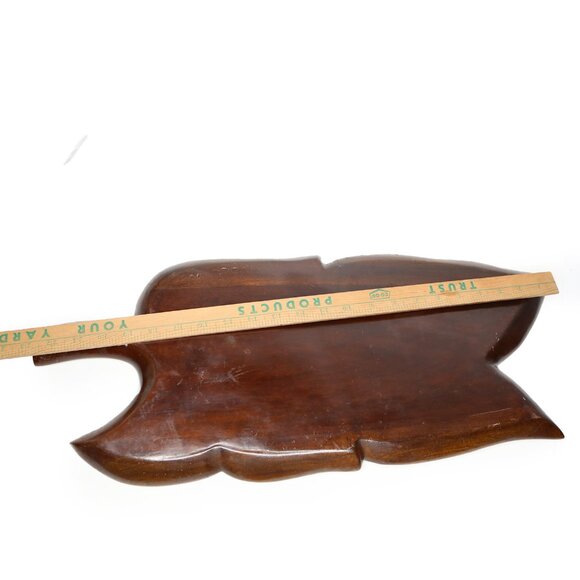 Vintage Mid Century Leaf Shaped Wooden Charcuterie Board Decorative Serving Tray - Picture 5 of 13